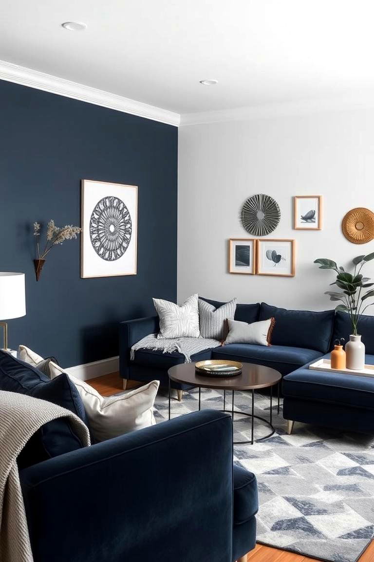 Navy Blue and Grey Palette - 24 Navy Blue Living Room Ideas
