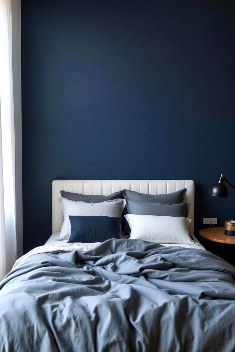 Navy Blue and Grey for a Calm Modern Bedroom - 24 Navy Blue Bedroom Ideas