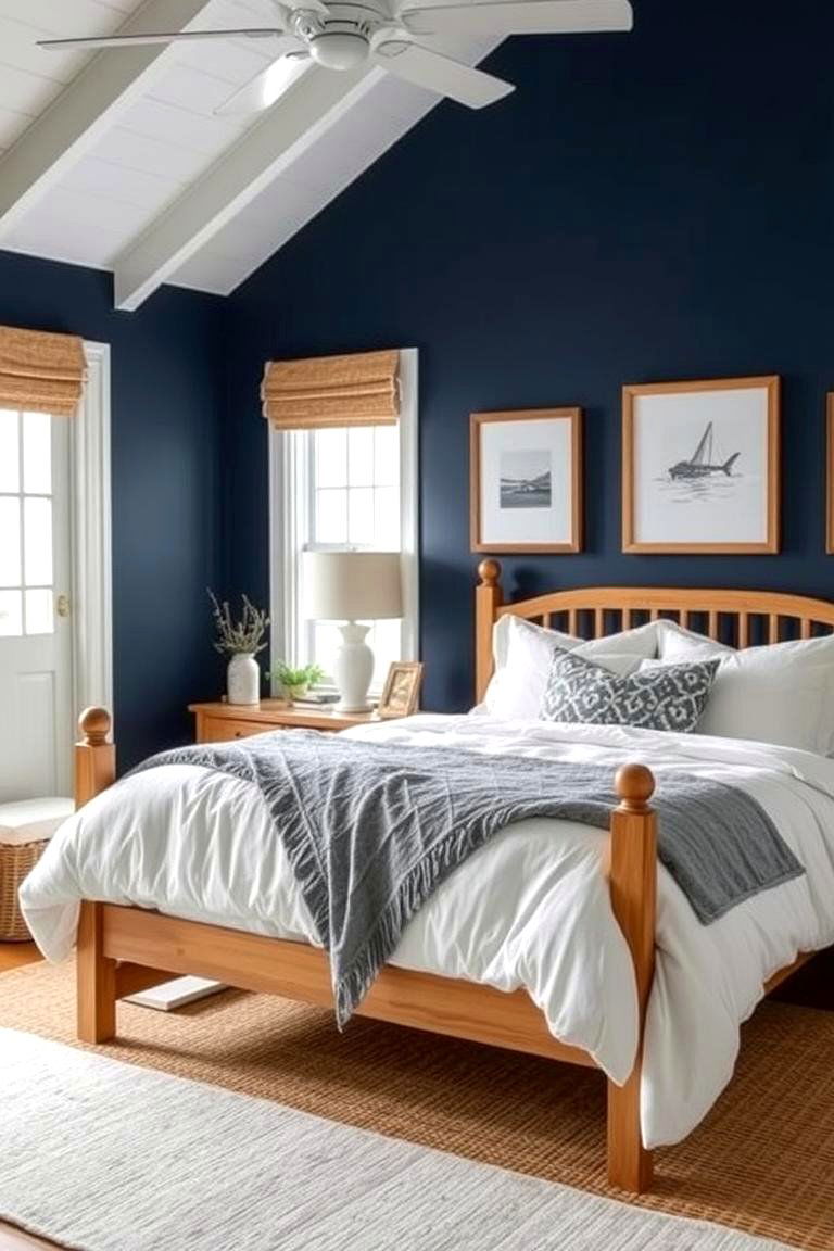 Navy Blue and White Coastal Vibes - 24 Navy Blue Bedroom Ideas