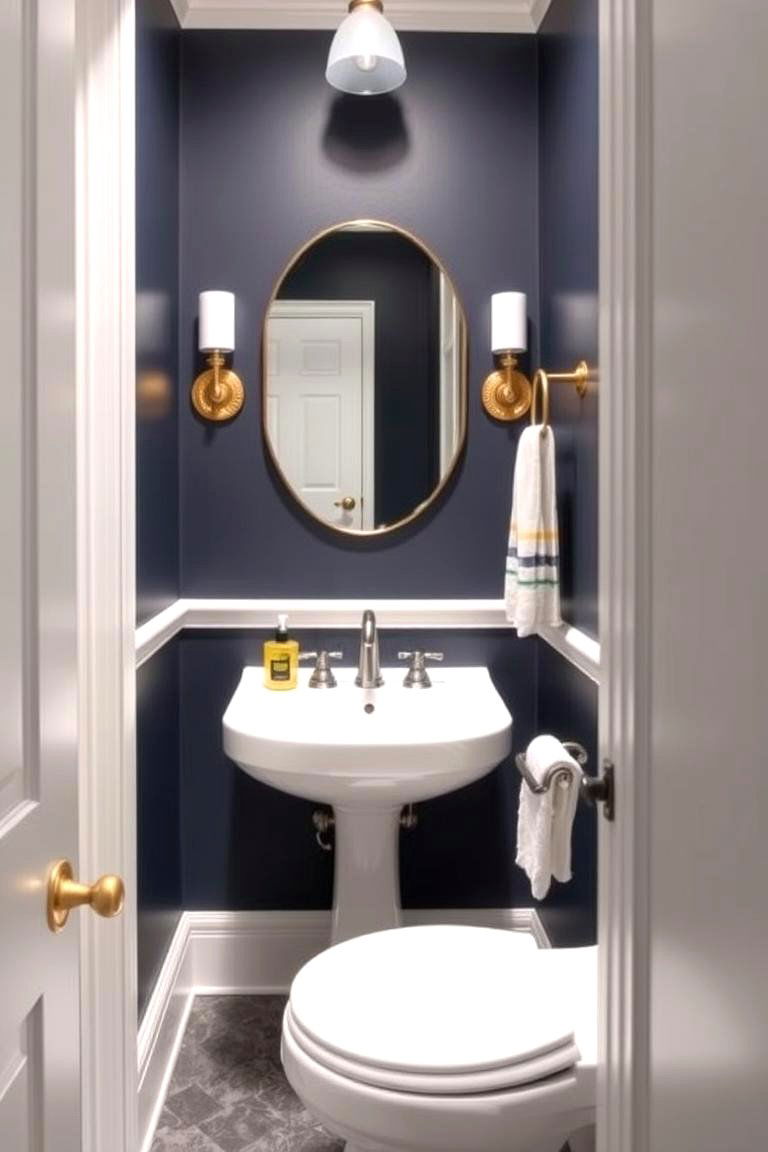 Navy Blue and White Contrast for a Fresh Look - 24 navy blue powder room ideas