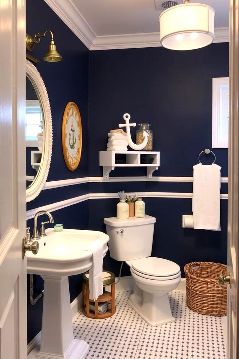Navy Blue and White Stripes - 24 Navy Blue Bathroom Ideas