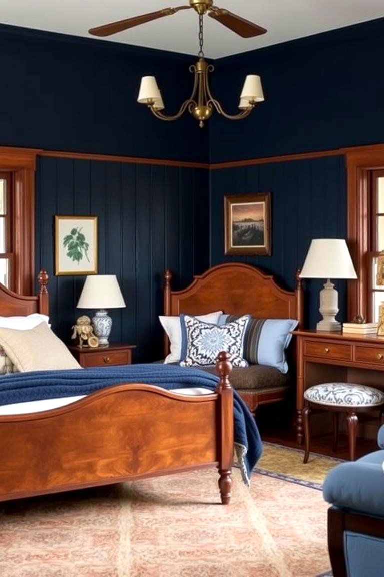 Navy Blue for a Traditional and Cozy Feel - 24 Navy Blue Bedroom Ideas