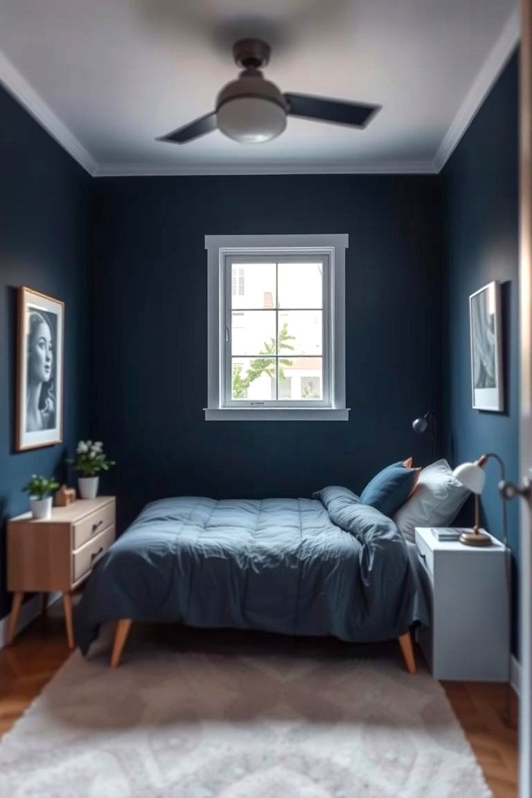 Navy Blue in a Small Bedroom for a Cozy Feel - 24 Navy Blue Bedroom Ideas