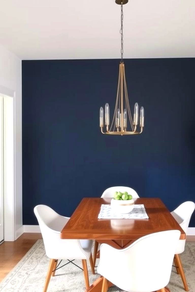 Navy Blue on Accent Walls - 24 Navy Blue Dining Room Ideas
