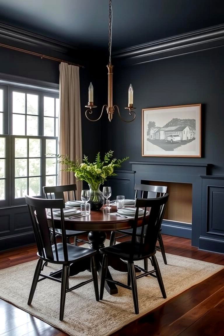Navy Blue with Dark Wood Furniture - 24 Navy Blue Dining Room Ideas