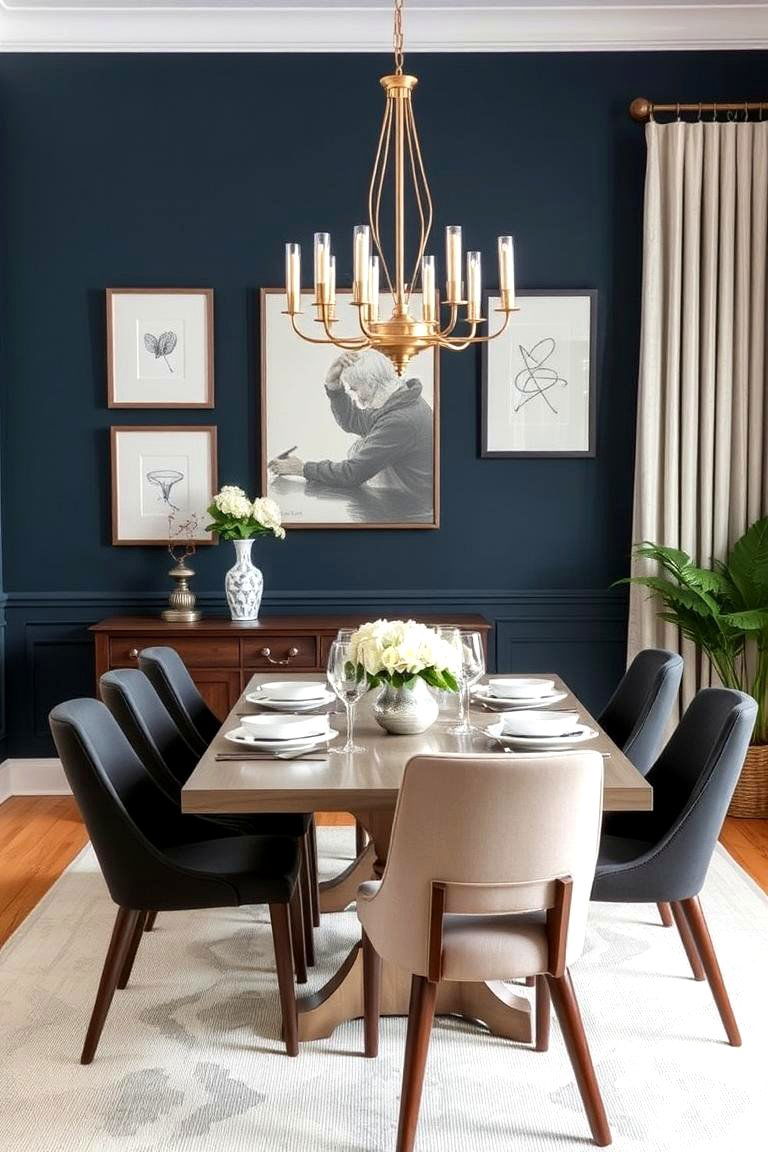 Navy Blue with Light Grey Walls - 24 Navy Blue Dining Room Ideas