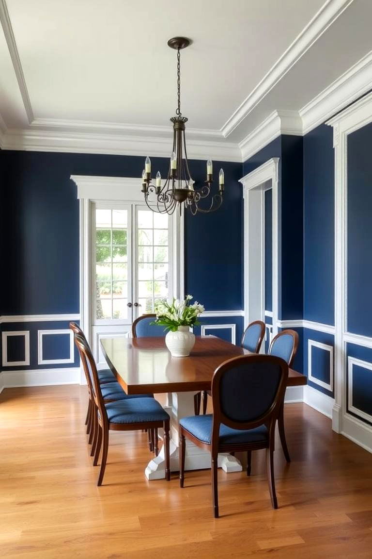 Navy Blue with White Trim - 24 Navy Blue Dining Room Ideas