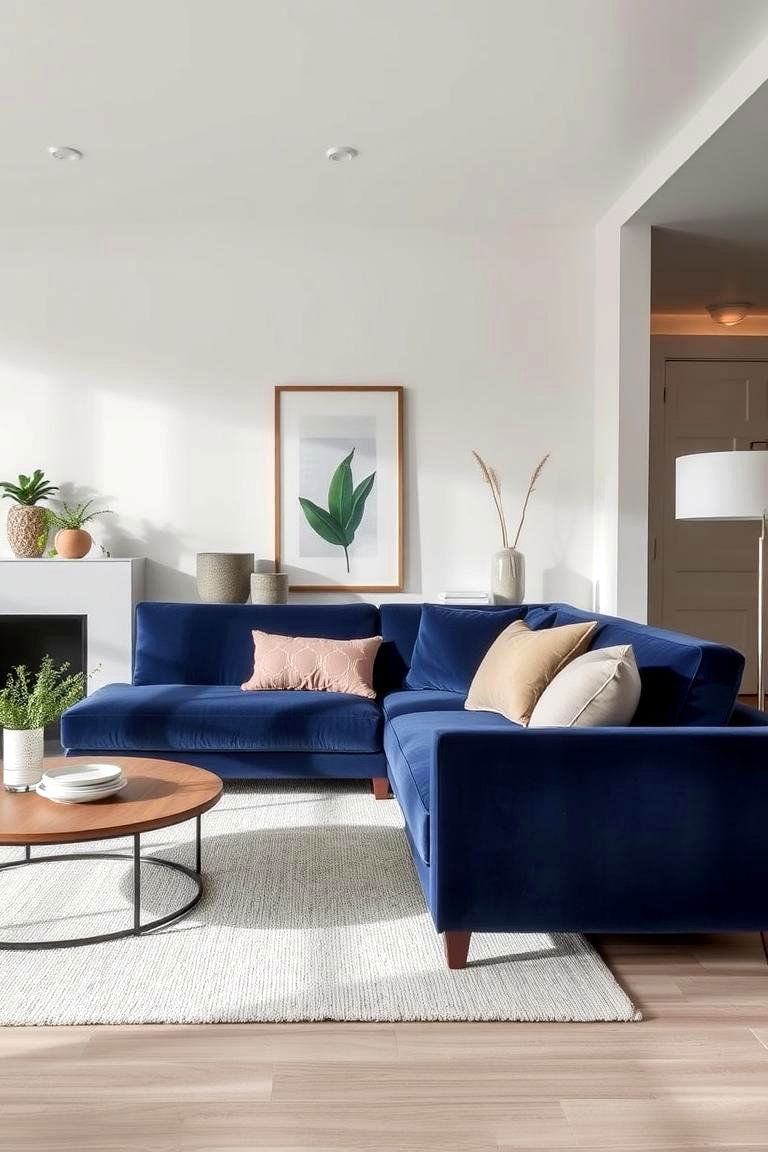 Navy Velvet Sofa Living Room - 24 Navy Living Room Ideas