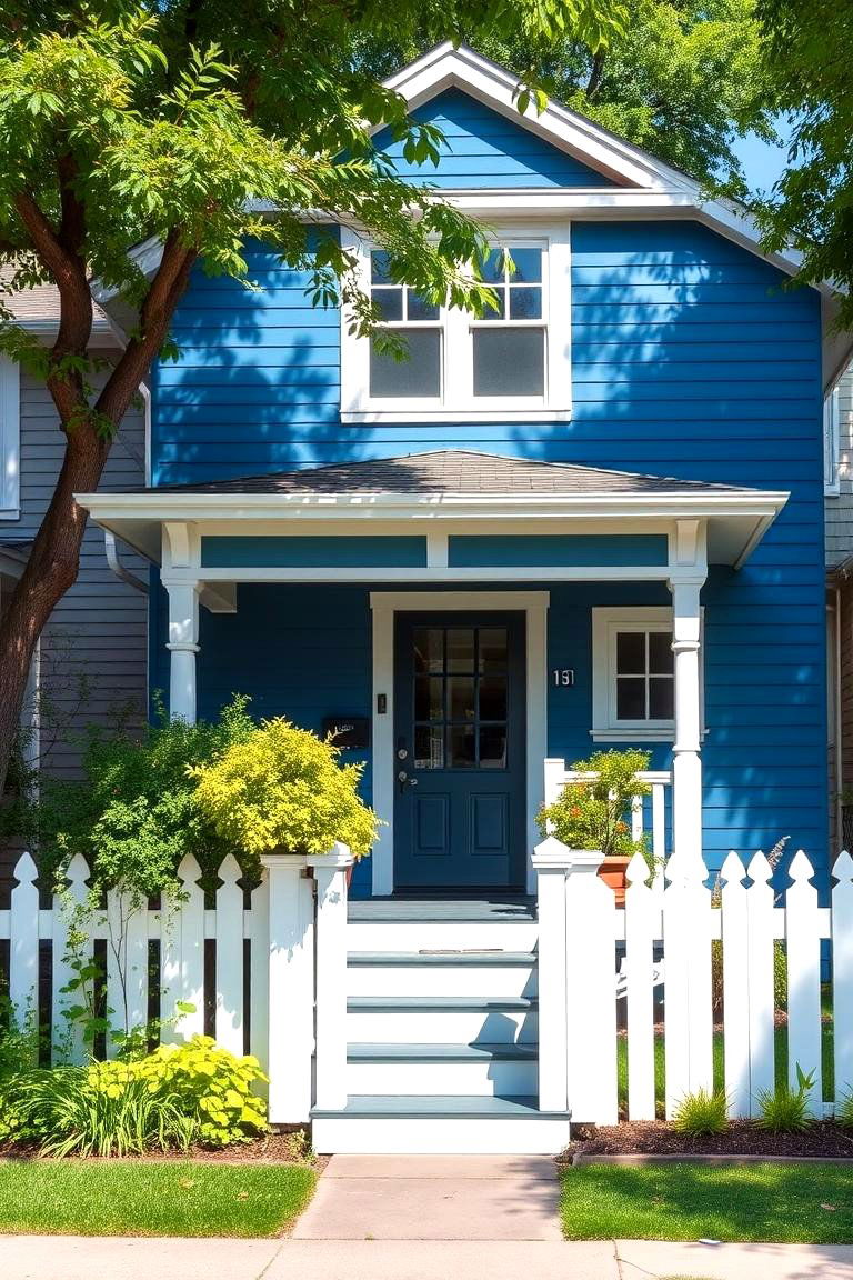 Neighborhood Harmony Integration - 24 Blue House Siding With White Trim