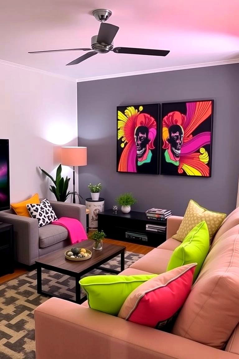 Neon Accents and Bright Colors - 27 1990s Interior Design Ideas