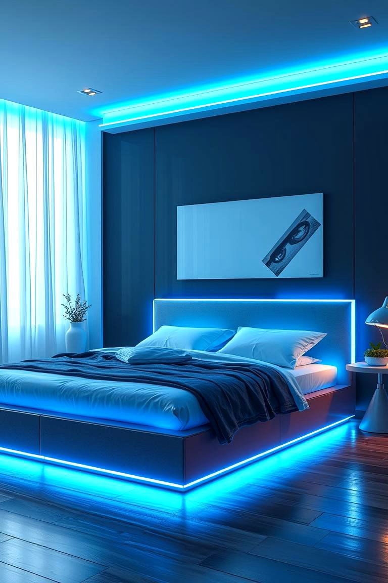 Neon Bed Frame - 24 Neon Bedroom Ideas