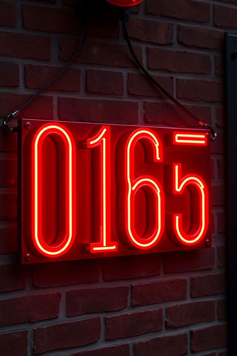 Neon House Numbers - 24 House Number Ideas