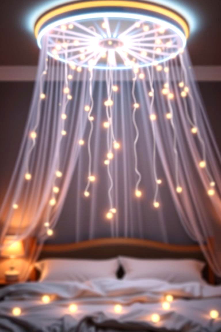 Neon Light Canopy - 24 Neon Bedroom Ideas