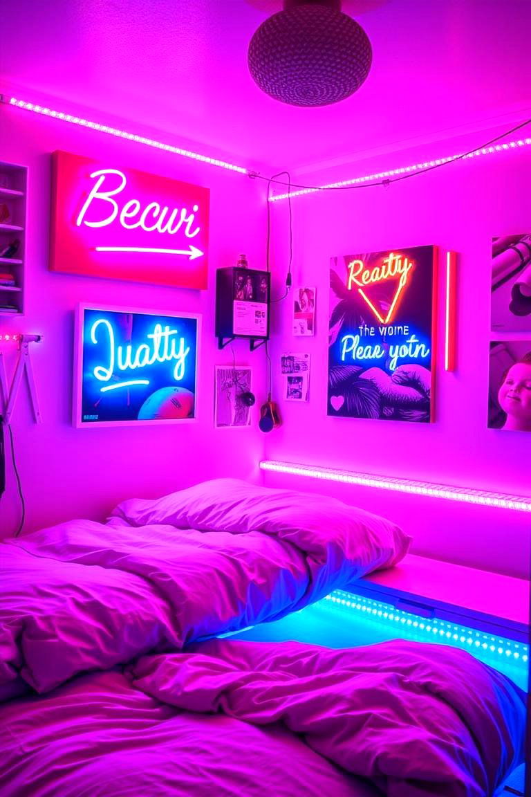 Neon Lights and Bold Accents - 24 80s Bedroom Ideas