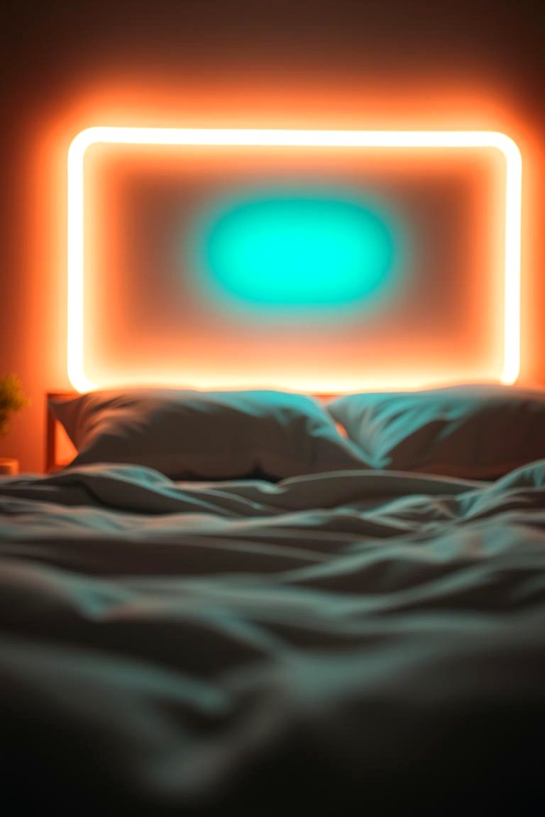 Neon Neon Lit Headboard - 24 Neon Bedroom Ideas