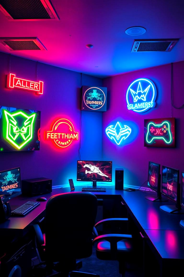 Neon Signs and Light Fixtures - 24 Gaming Bedroom Ideas