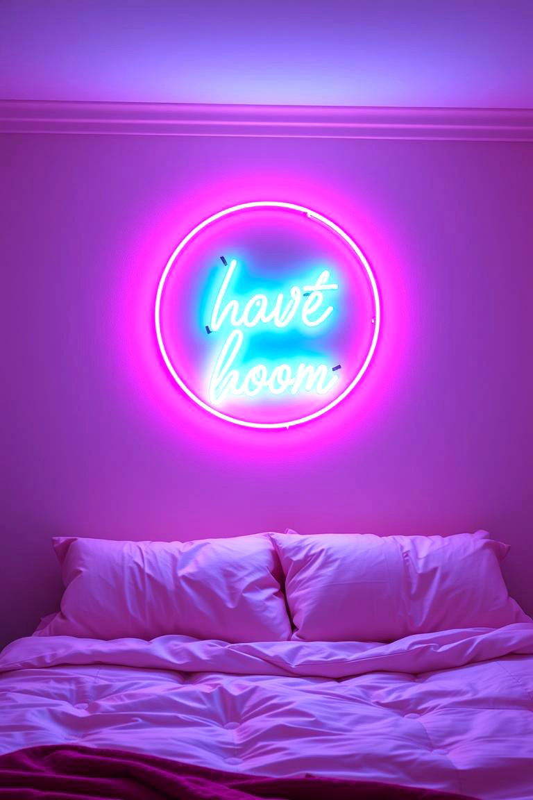 Neon Signs - 24 Bedroom Accent Wall Ideas