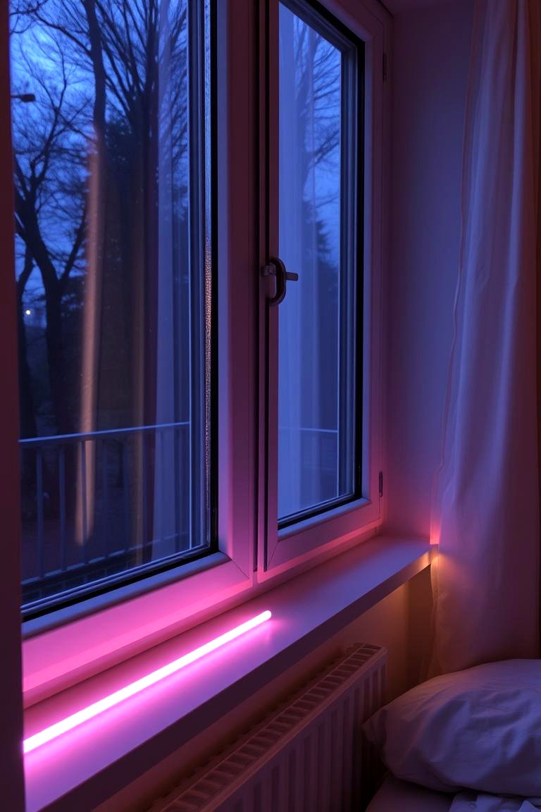Neon Windowsill Lights - 24 Neon Bedroom Ideas