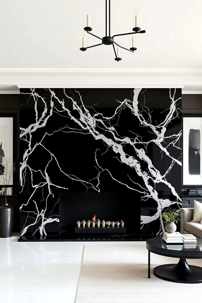 Nero Marquina Marble Fireplace - 24 Marble Fireplace Ideas