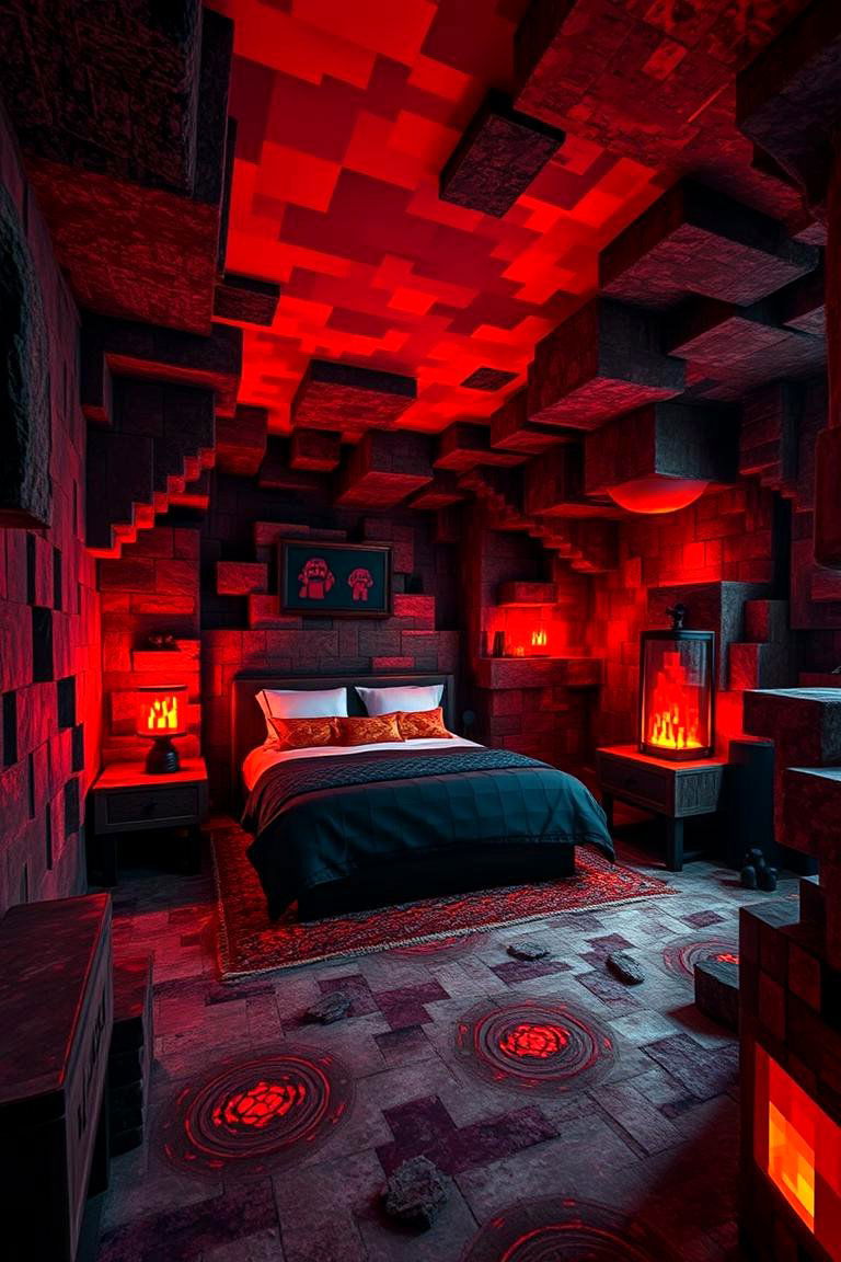 Nether Adventure Den - 24 Minecraft Themed Bedroom Ideas
