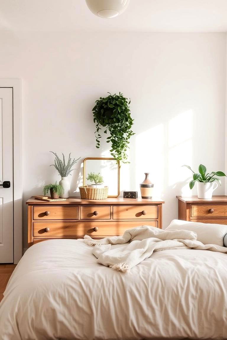 Neutral Bedding - 24 Farmhouse Decor Ideas