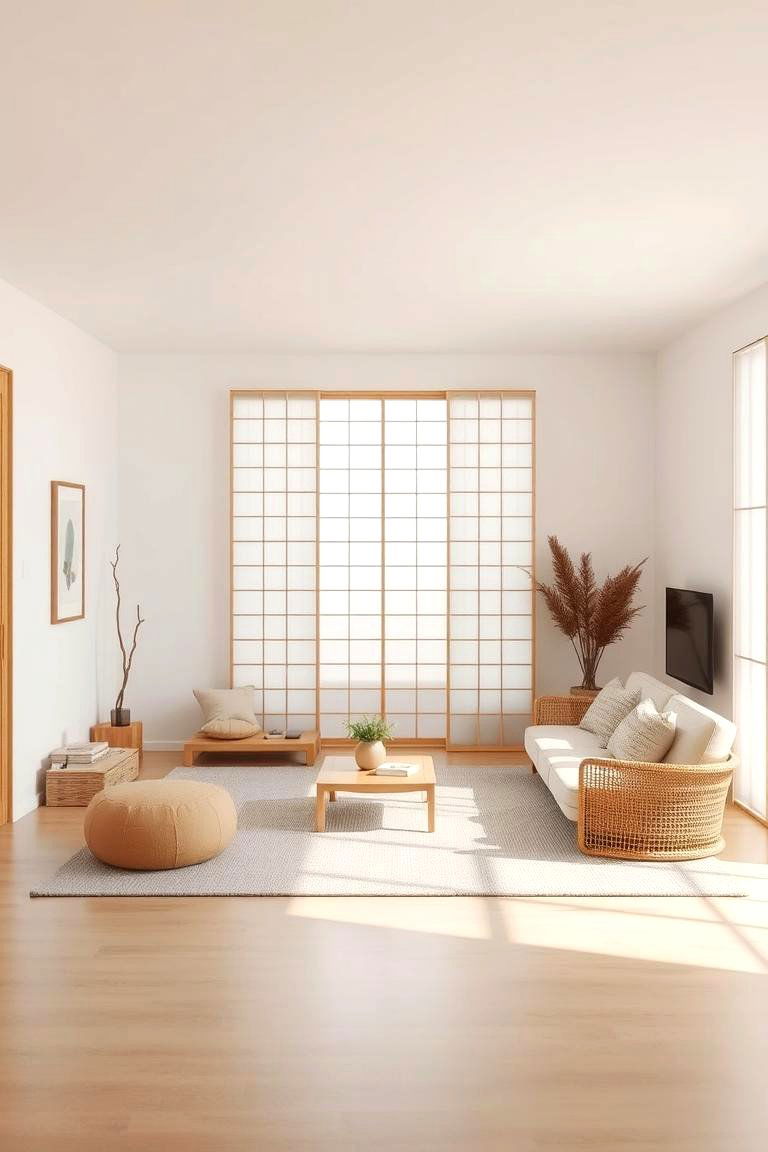 Neutral Color Calm - 24 Japanese Style Living Room Ideas