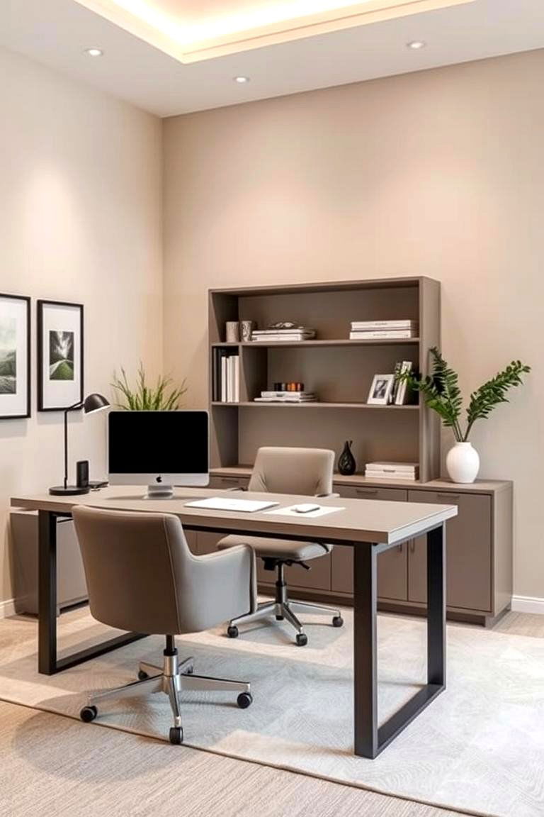 Neutral Color Palette - 24 Modern Home Office Ideas