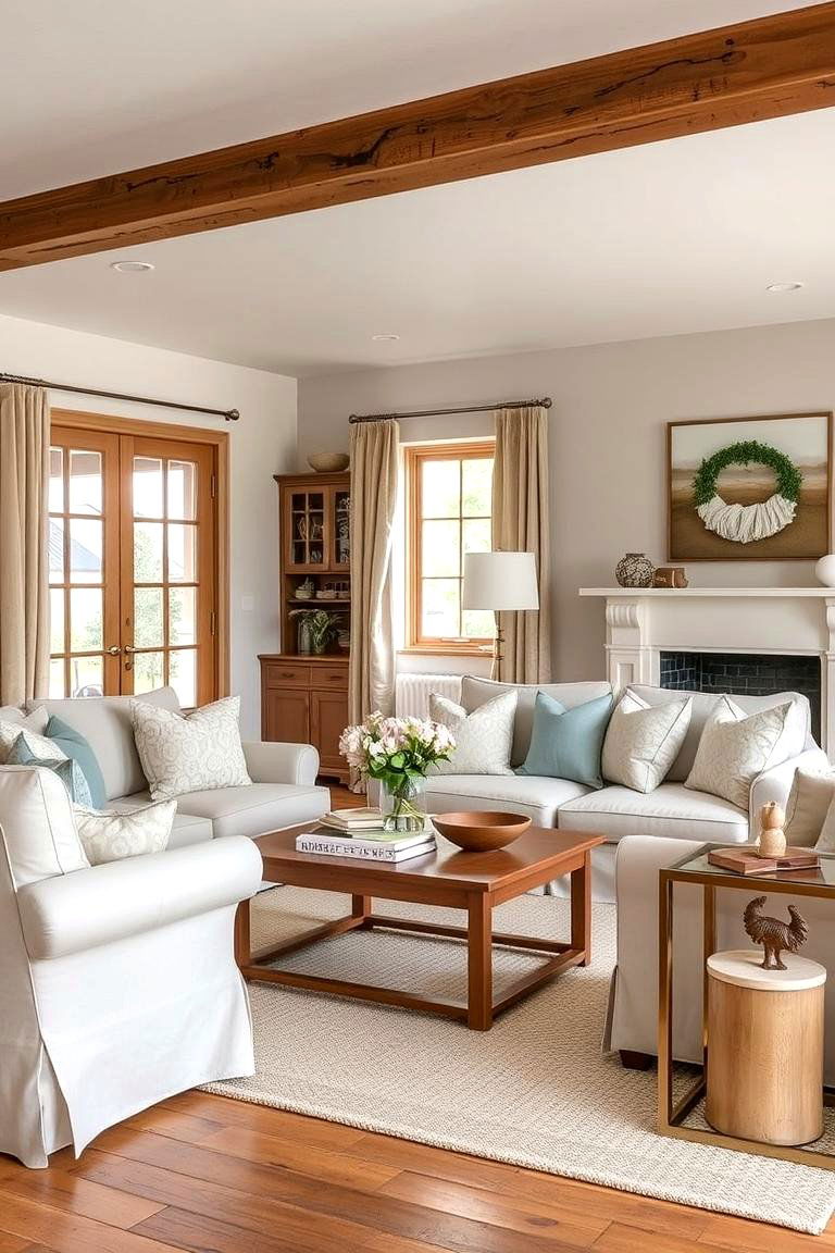 Neutral Country Elegance - 24 Country Living Room Ideas