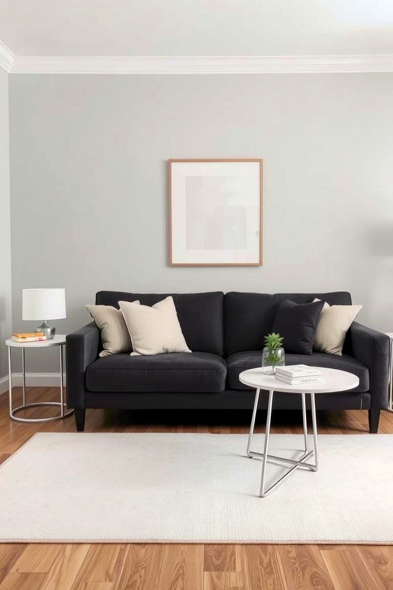 Neutral Elegance with White Accents - 24 dark grey couch living room ideas
