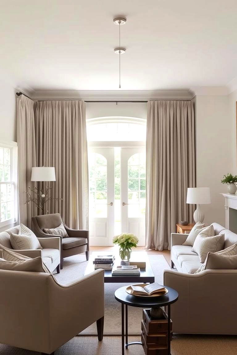 Neutral Linen Curtains for Subdued Elegance - 24 French Door Curtain Ideas