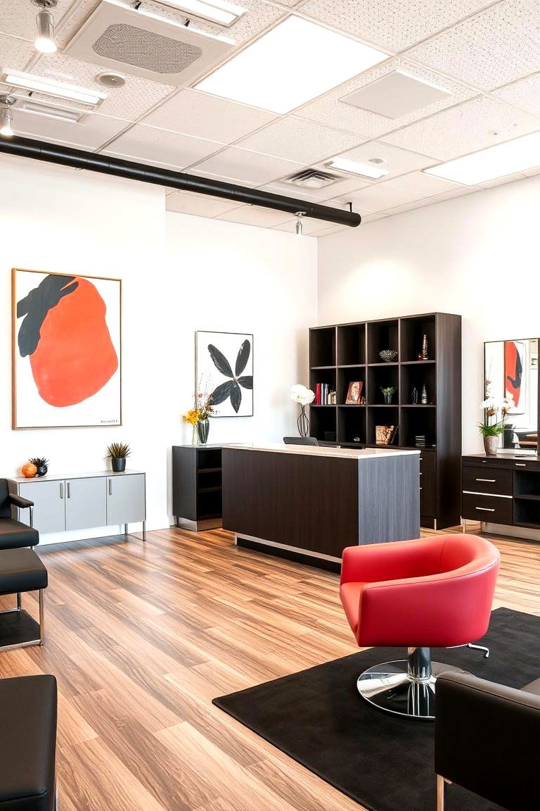 Neutral Palette with Accent Colors - 24 Small Salon Interior Design Ideas