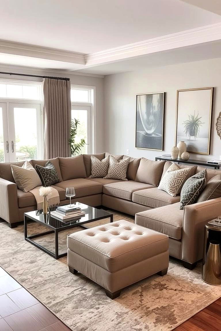 Neutral Taupe Living Room with Elegant Accents - 24 Monochromatic Living Room Ideas
