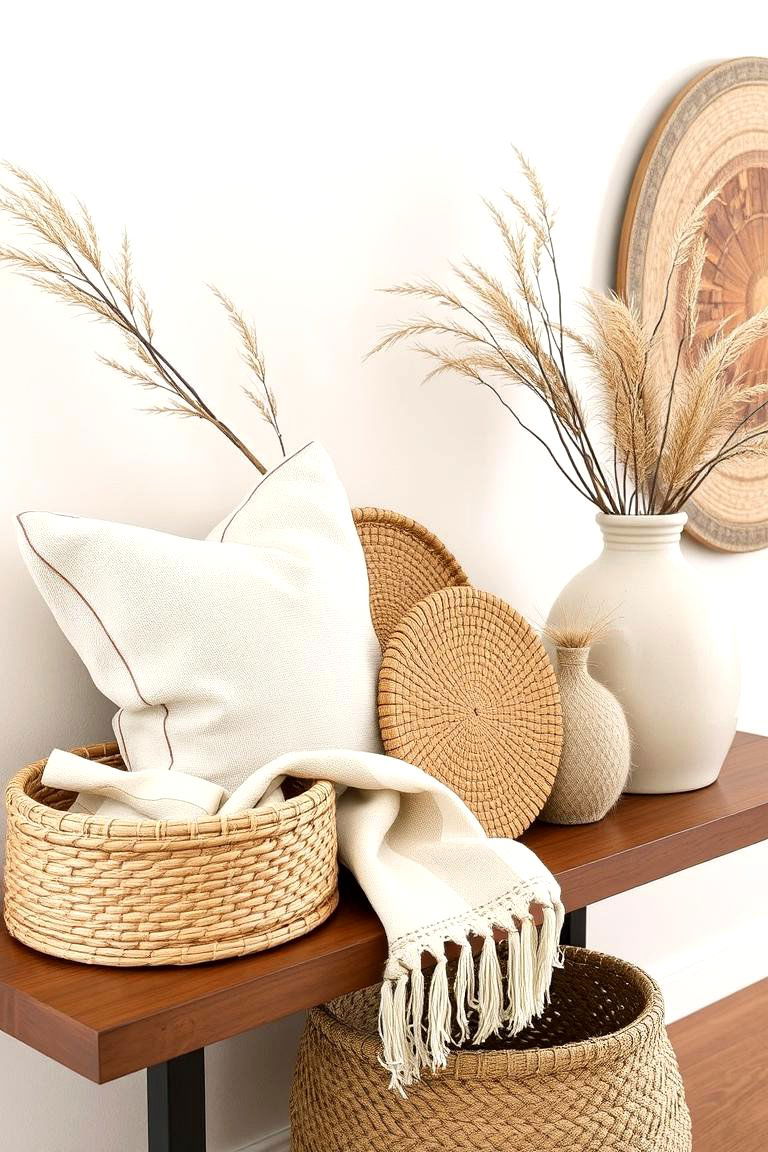 Neutral Textures for Subtle Elegance - 24 entryway table decor ideas