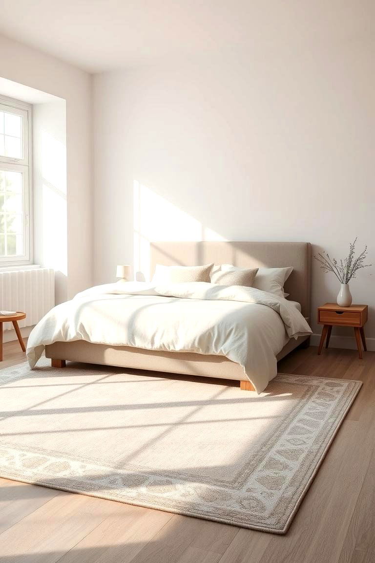 Neutral Toned Rug Elegance - 24 bedroom rug ideas