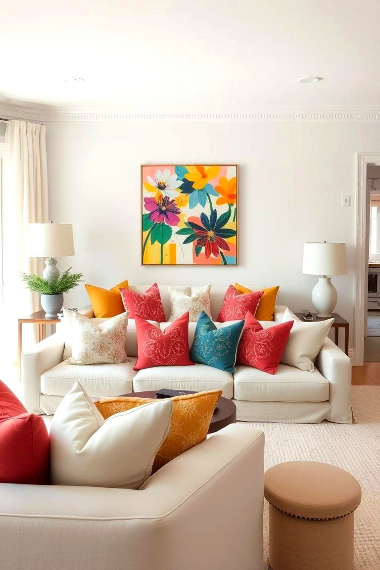 Neutral Tones with Bold Accents - 24 Apartment Small Living Room Ideas