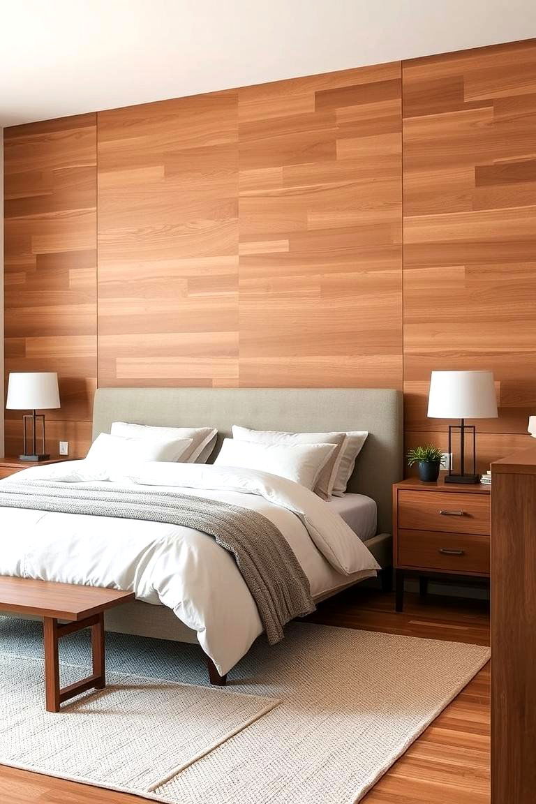 Neutral Walls with Textured Accent Walls - 24 Neutral Bedroom Ideas