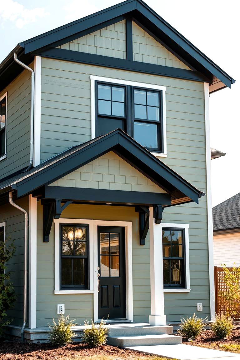 Newly Built Modern Statement - 24 Sage Green House With Black Trim Ideas