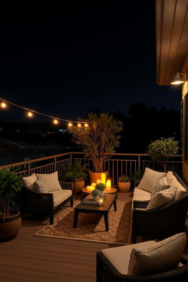 Nighttime Ambience Haven - 24 Balcony Deck Ideas