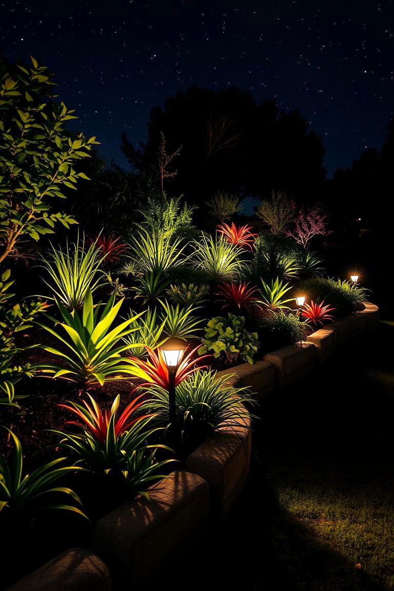 Nighttime Illumination Garden - 24 Sloped Garden Ideas
