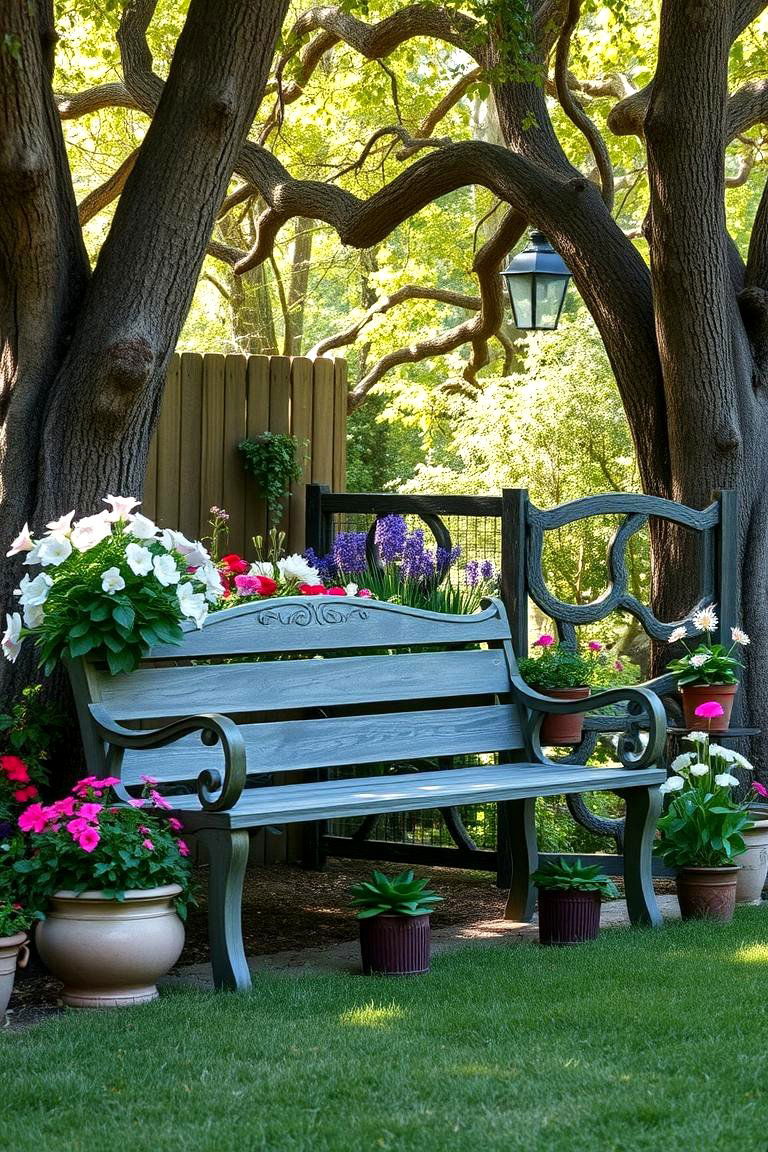 Nostalgic Garden Bench Setting - 24 Vintage Garden Ideas