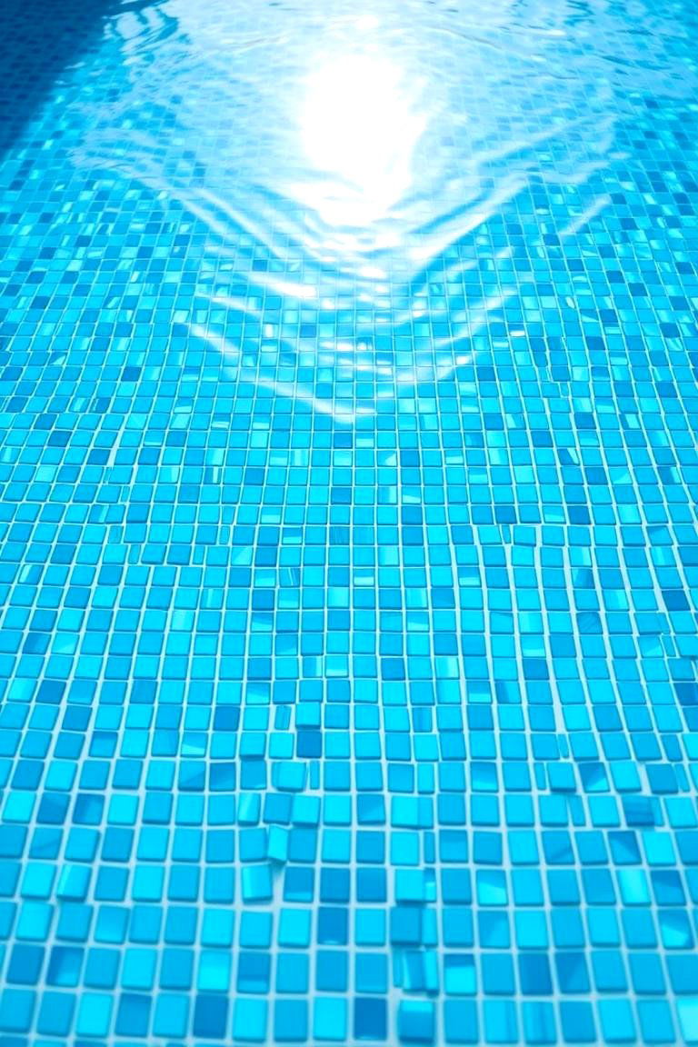 Ocean Blue Glass Mosaic Tiles - 24 Waterline Pool Tile Ideas