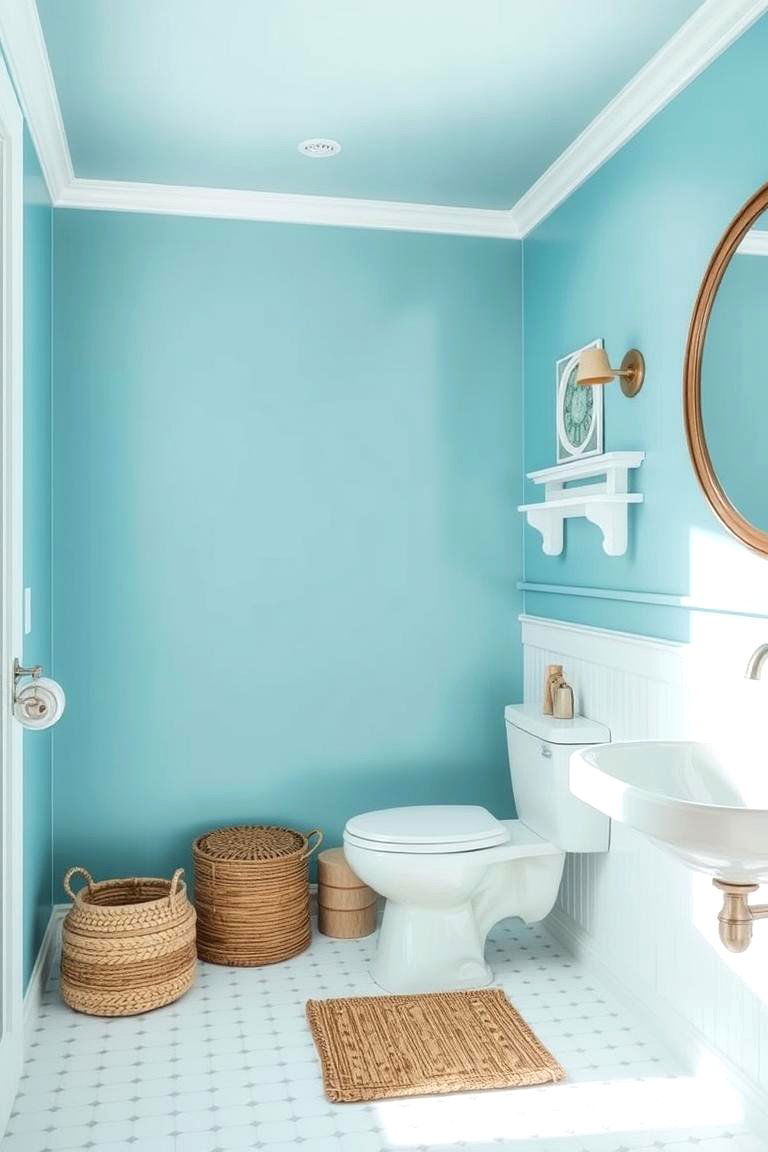 Ocean Blue Walls for Calming Ambiance - 24 Nautical Bathroom Ideas