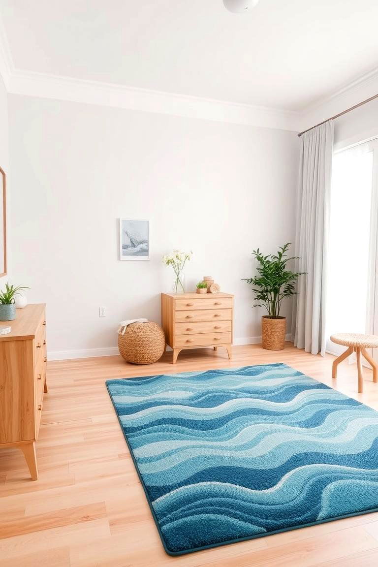 Ocean Inspired Rugs for Soft Sea Like Comfort - 24 Beach Themed Bedroom Ideas