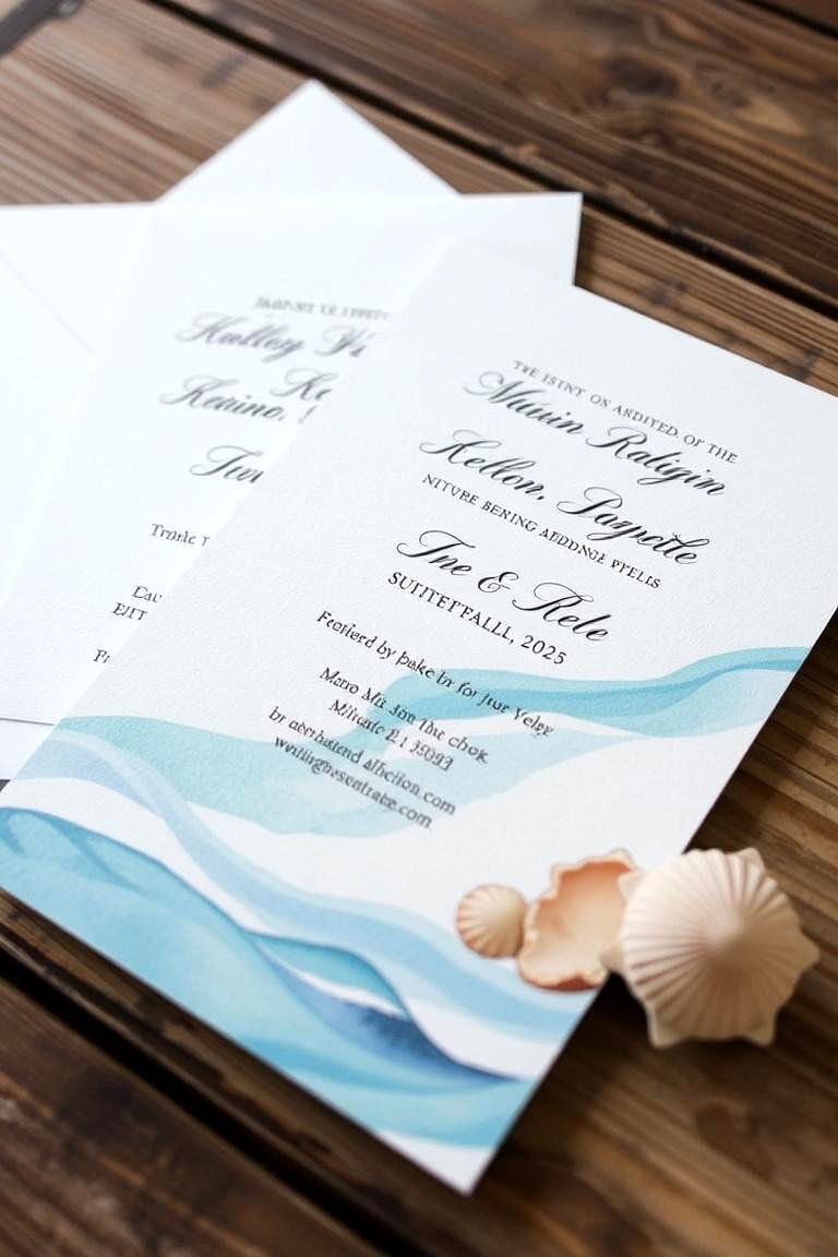 Ocean Inspired Wedding Invitations - 24 Beach Wedding Ideas