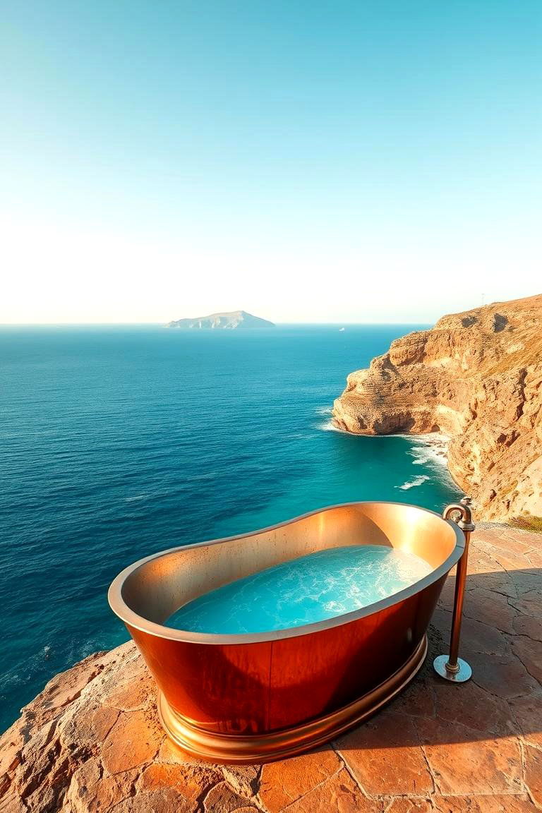 Ocean View Copper Tub - 24 Outdoor Bathtub Ideas