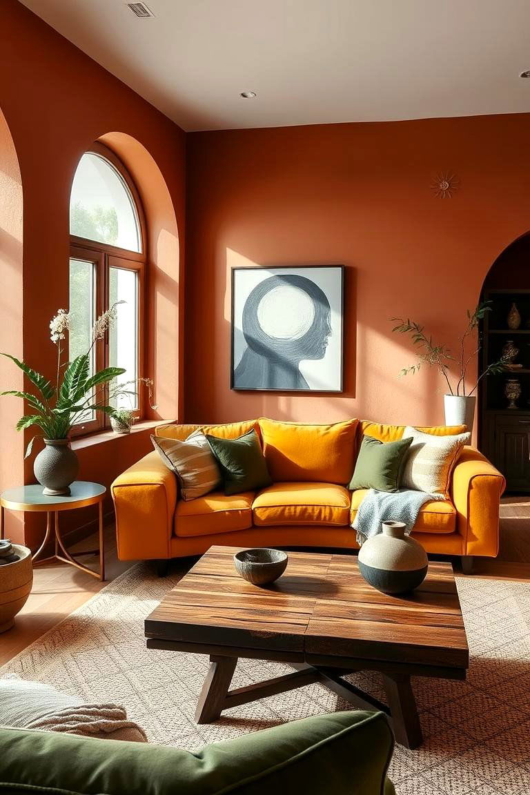 Ochre Yellow with Earthy Tones - 24 Yellow Couch Living Room Ideas