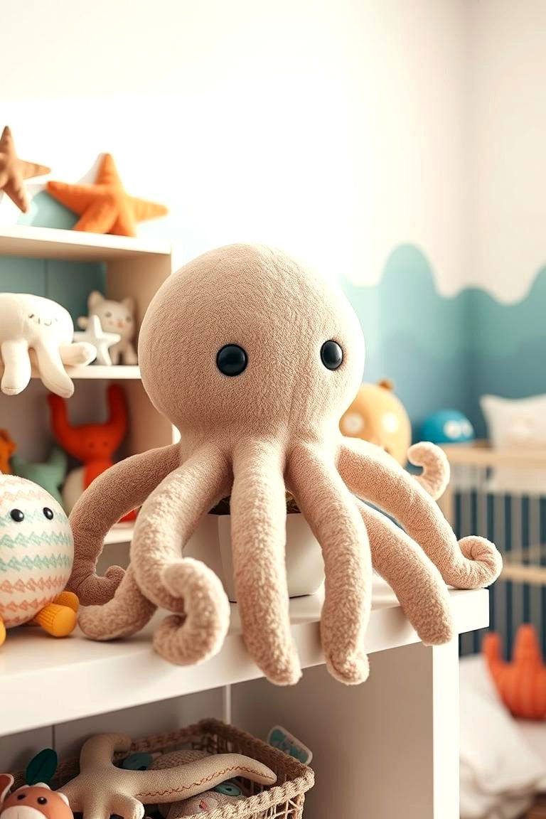 Octopus Stuffed Animal Cuddle - 24 Ocean-themed Nursery Ideas