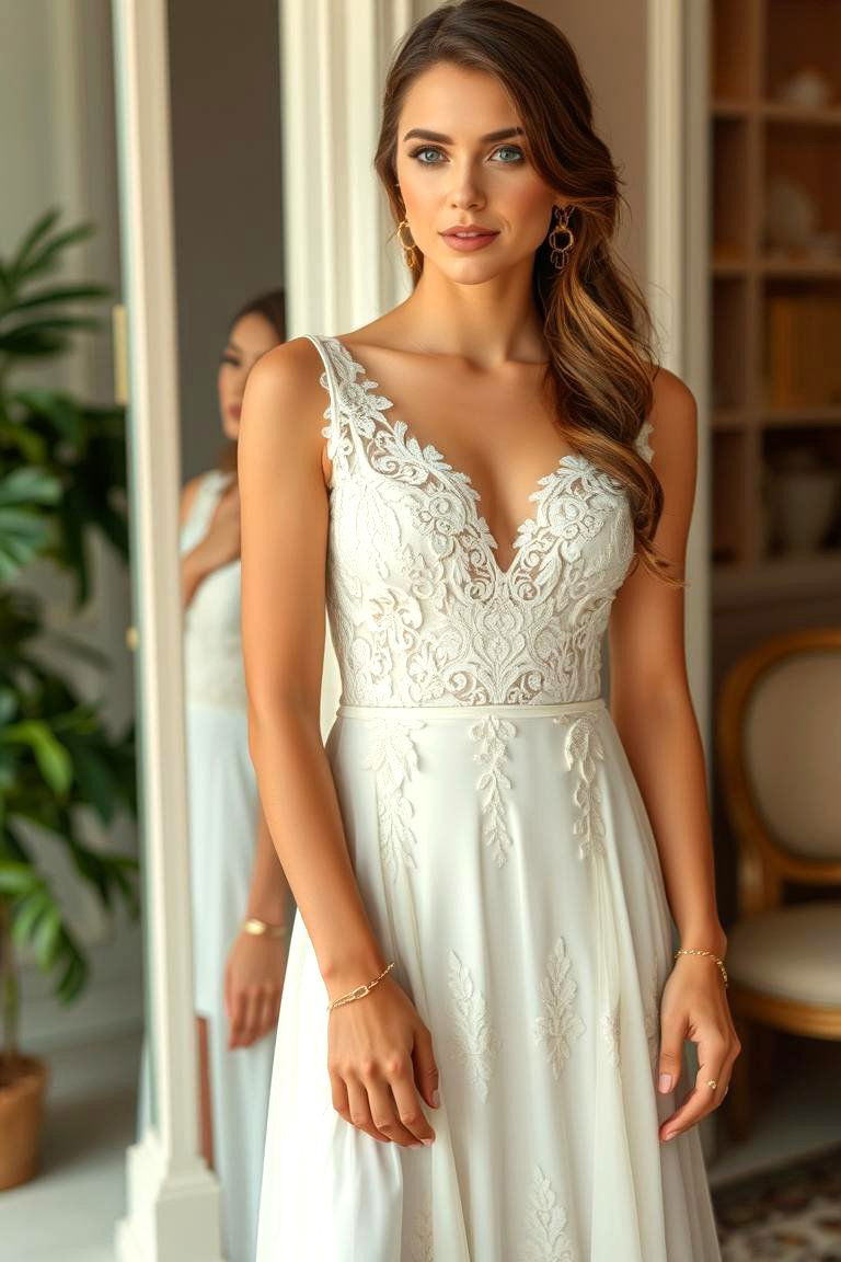 Off White Midi Dress - 24 Guest Wedding Outfit Ideas