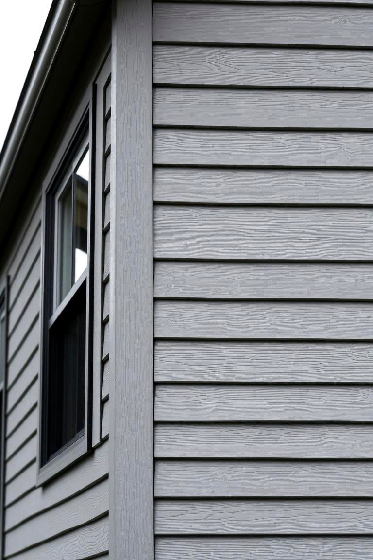 Offering a Neutral Backdrop for Landscaping - 24 Grey House With Black Trim