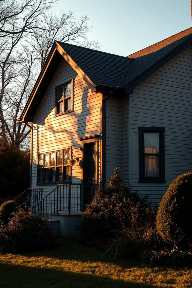 Offering a Sense of Modern Farmhouse Style - 24 Grey House With Black Trim